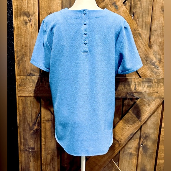 Catherine Malandrino Light Blue Button Back Blouse Sz L - Picture 2 of 15
